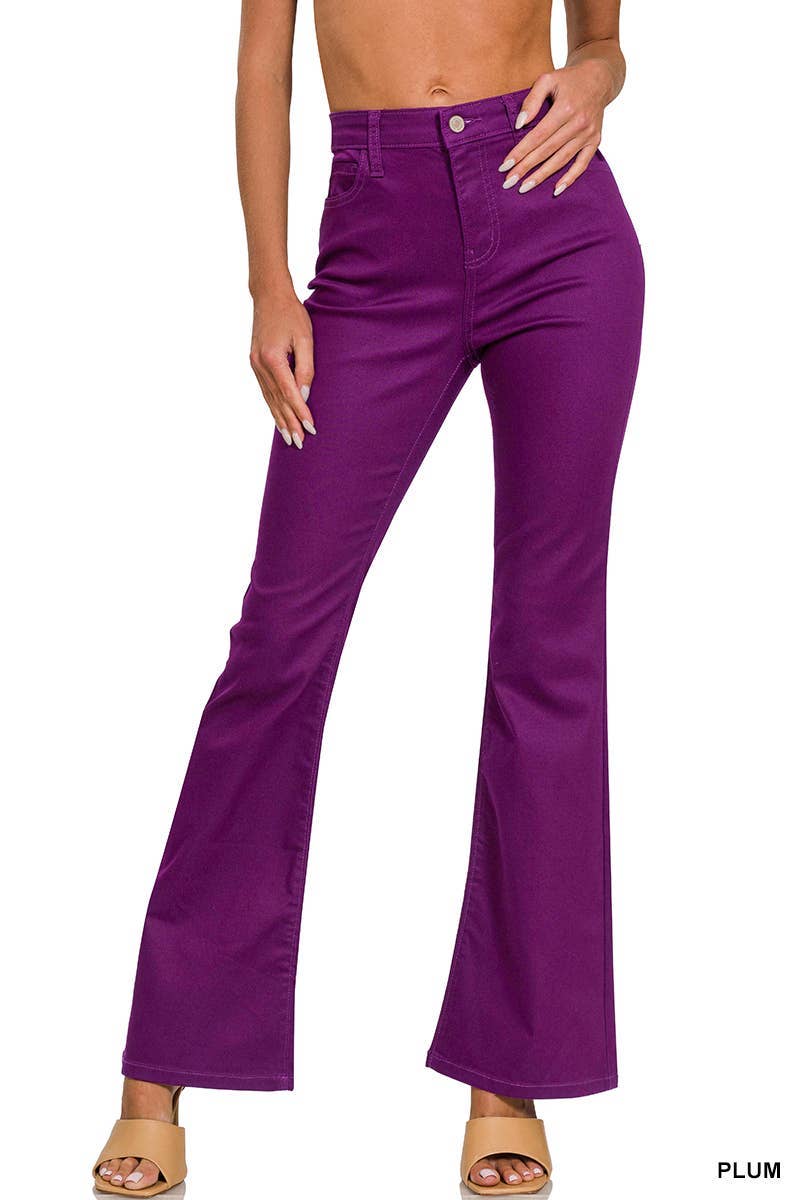 Zenana High-rise Bootcut Color Denim Pants