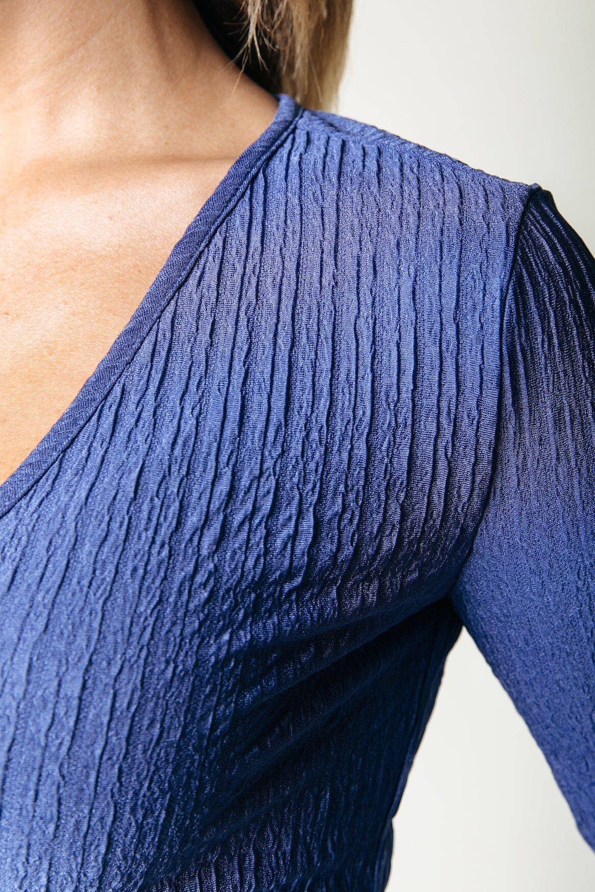 Colourful Winona Structure Wrap Top | Rain Washed Blue