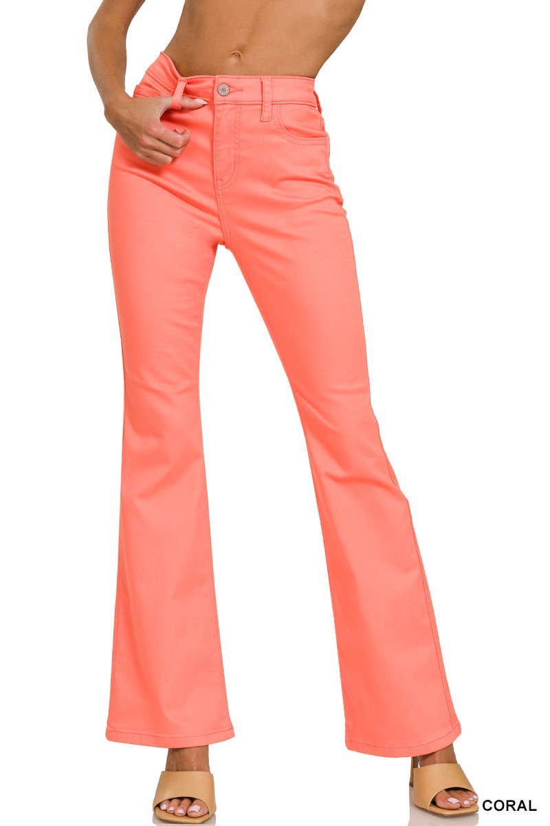 Zenana High-rise Bootcut Color Denim Pants