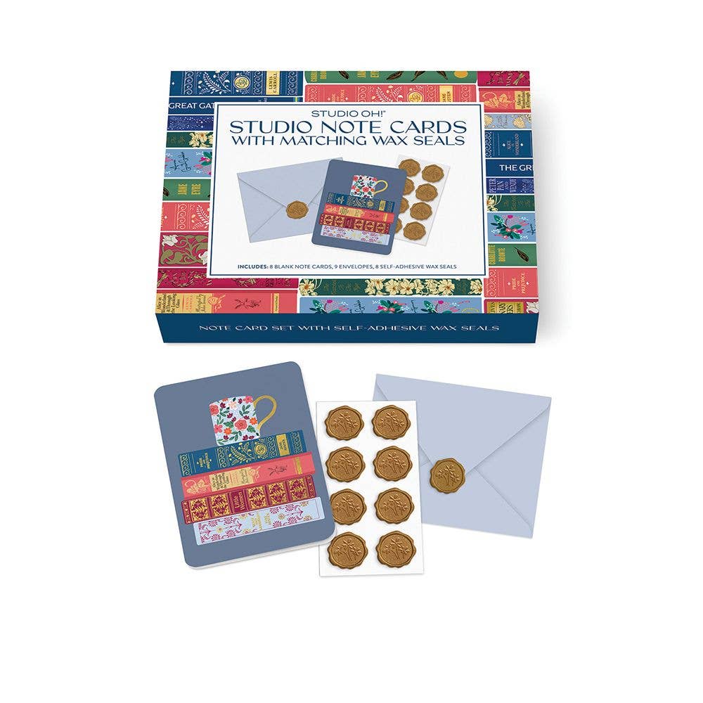 Studio Oh Fully Booked Studio Note Card Set with Matching Wax Seals - Bookish