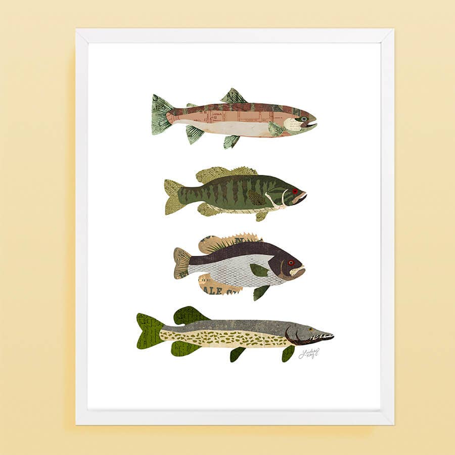 Lindsey Kay Fish Collage - Framed Art Print