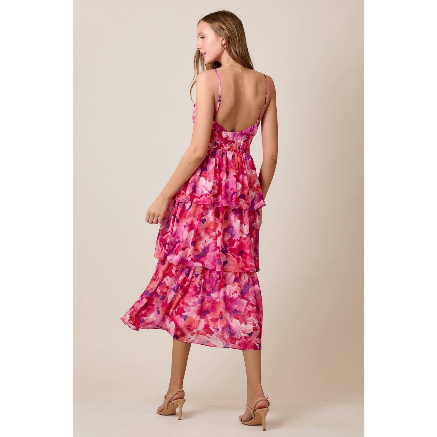 Skylar Rose Summer Midi Dress in Watercolor Floral Yoryu Chiffon
