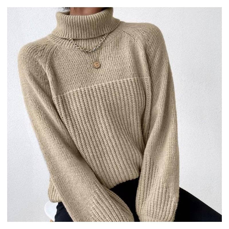 Minimalist Solid Color V-Neck Drop Shoulder Sweater