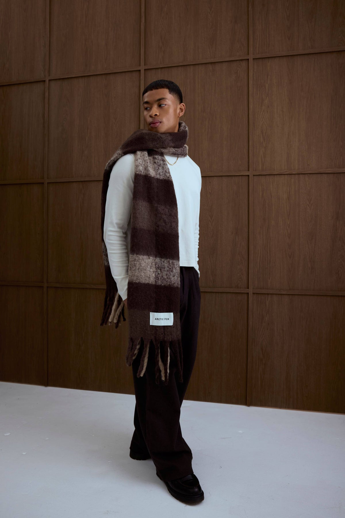Arctic Fox The Reykjavik Scarf - 100% Recycled - Brown Check -