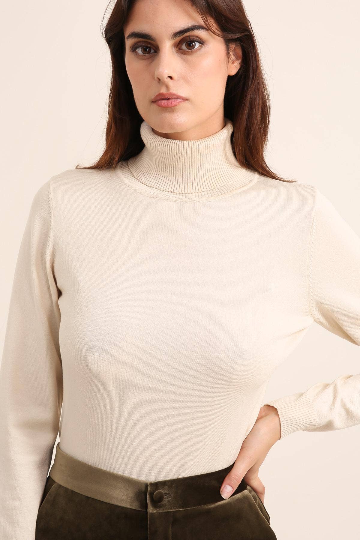 Choklate Turtleneck sweater in tencel and lurex knit