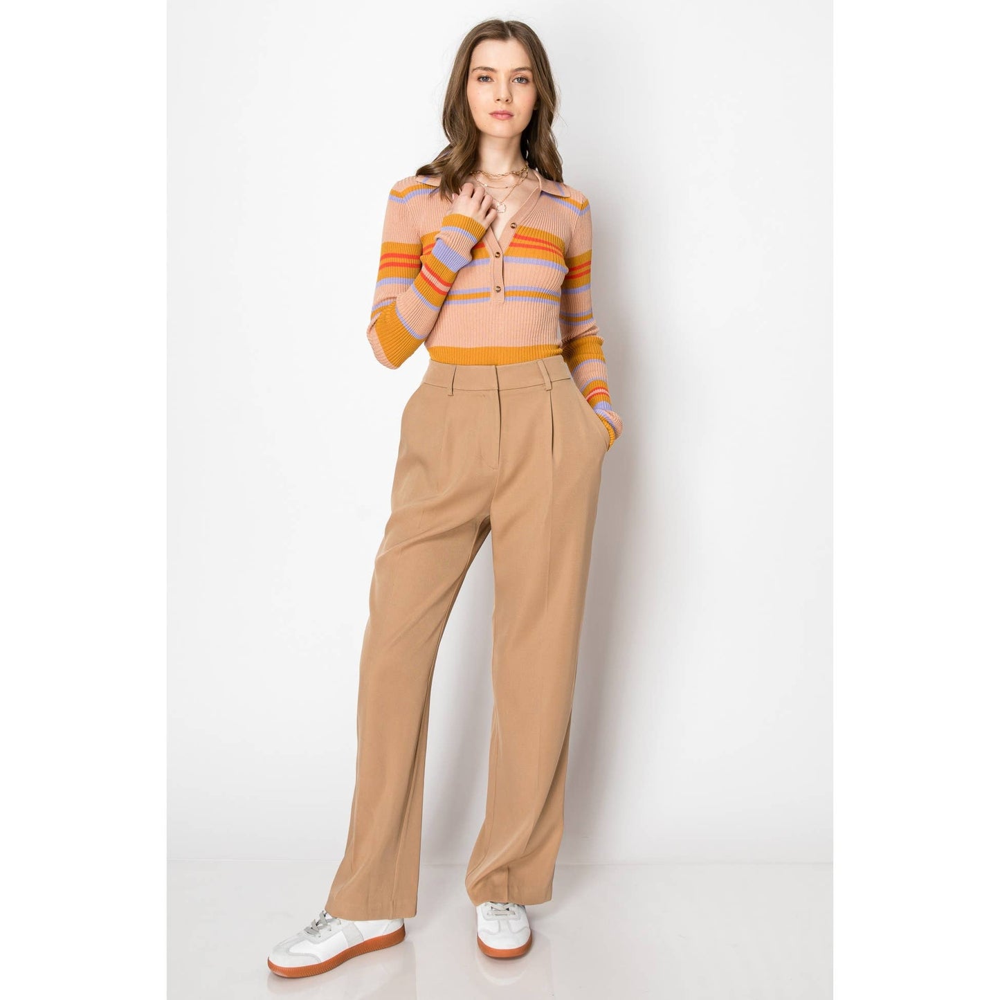 Skylar Rose Wide Leg Trousers Smocked Back PANTS