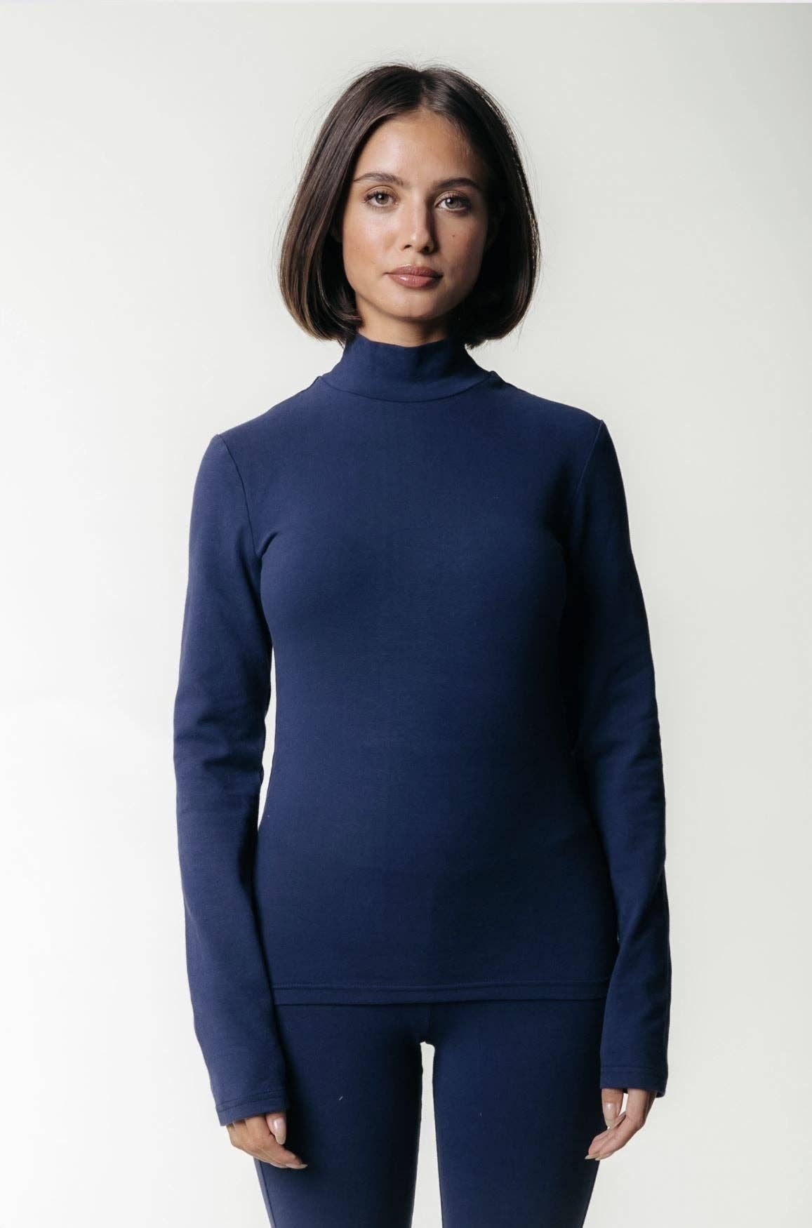 Colourful Rebel Uni Fitted Turtleneck Top | Peacoat Blue