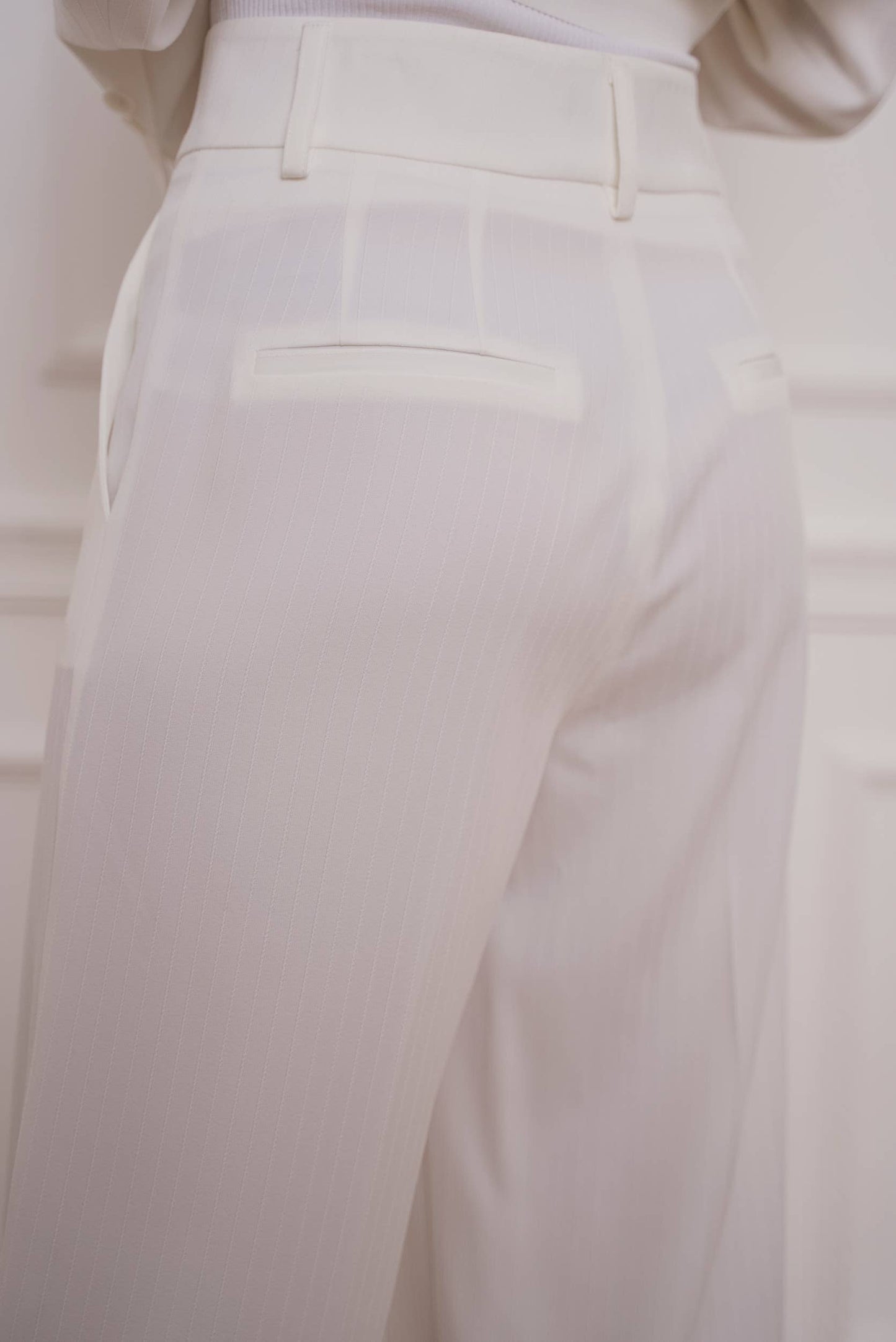 Attentif Striped Plain Wide-Leg Pants