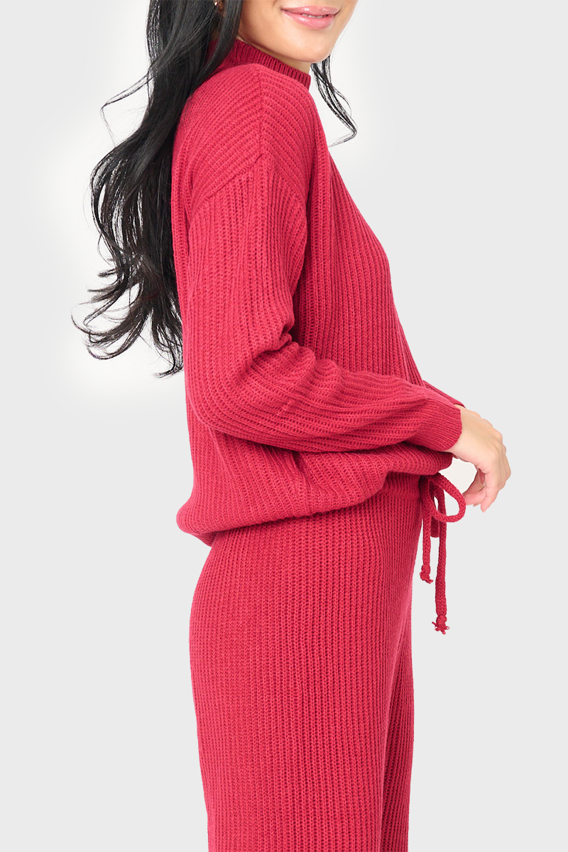 GIGI Funnel Neck Long Sleeve Cozy Ribbed Sweater