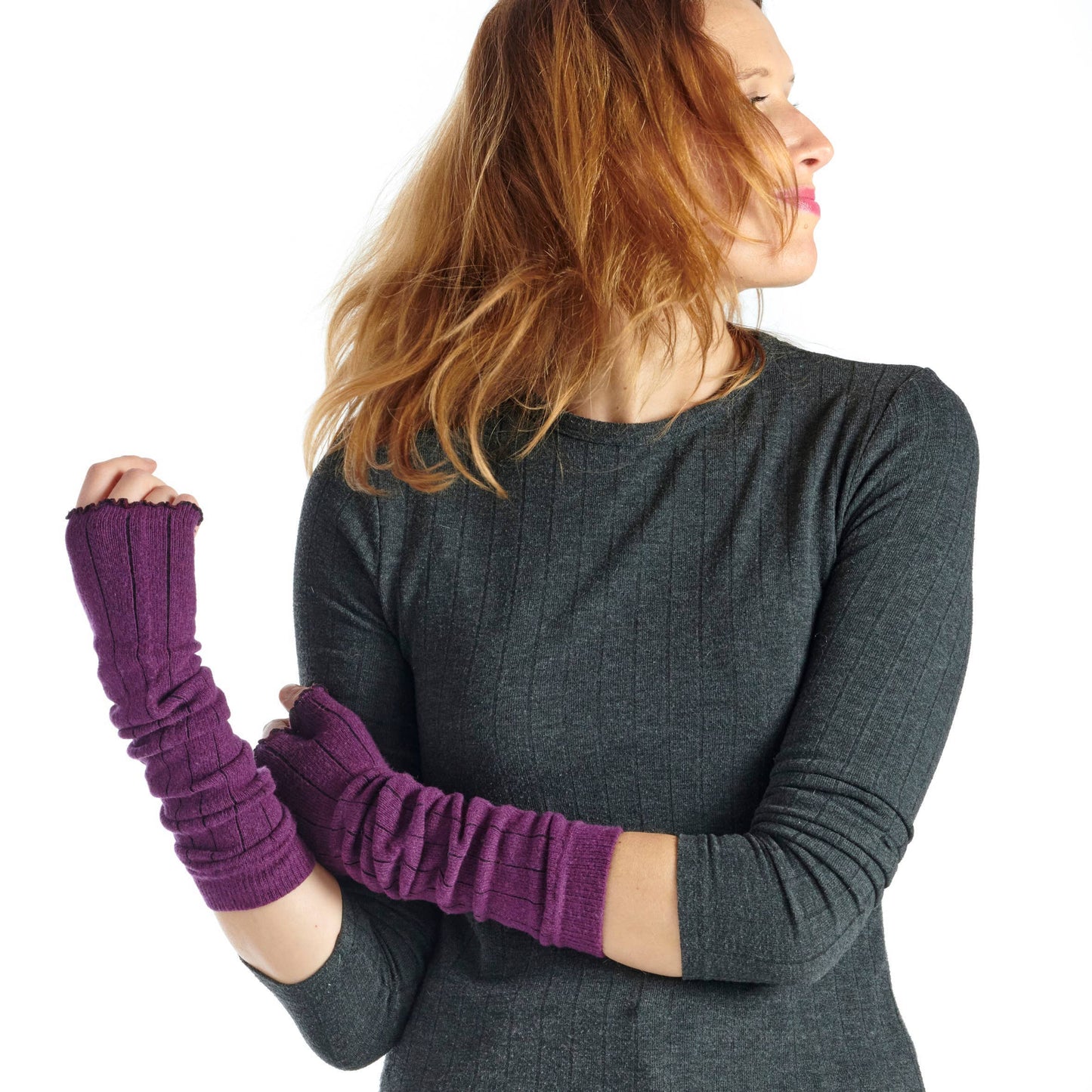 Plum Cashmere Wool Mittens