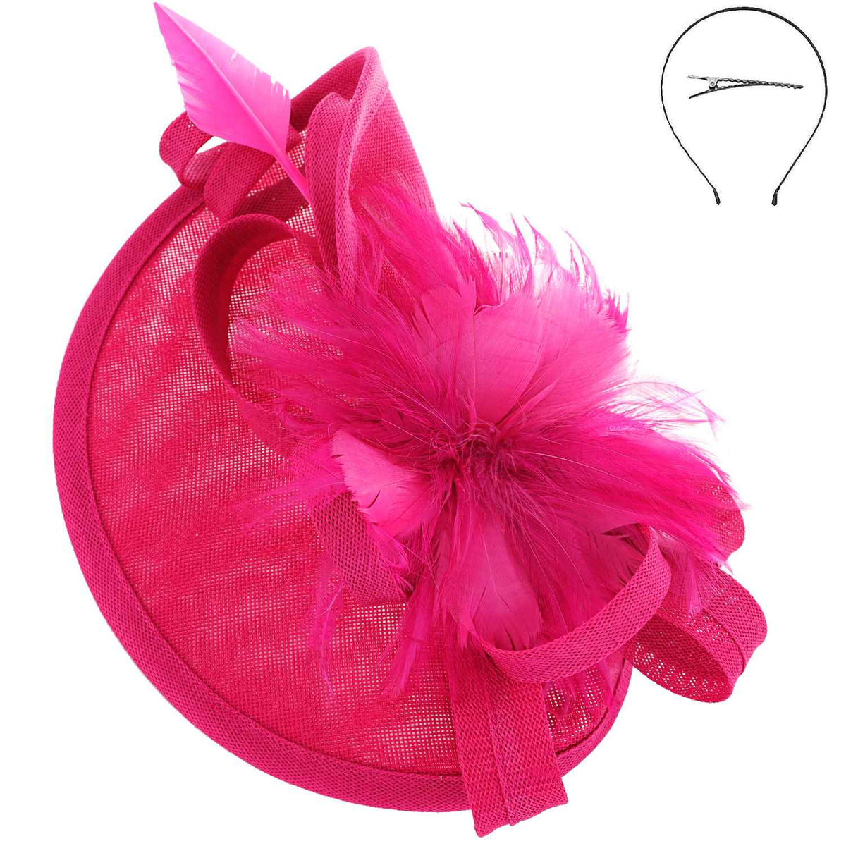 Sophia Fabric Mesh Feather Loop Fascinator