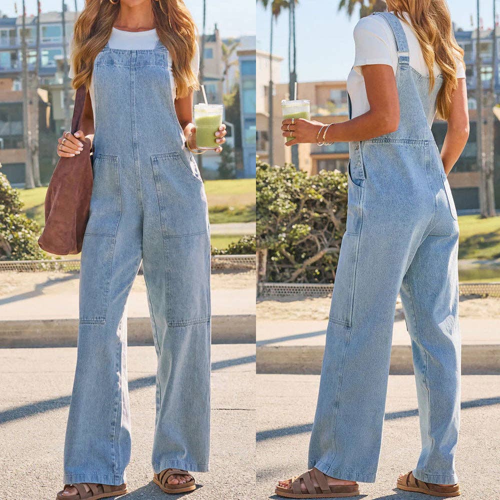 Trendy Casual Wide-Leg Denim Overalls for Women