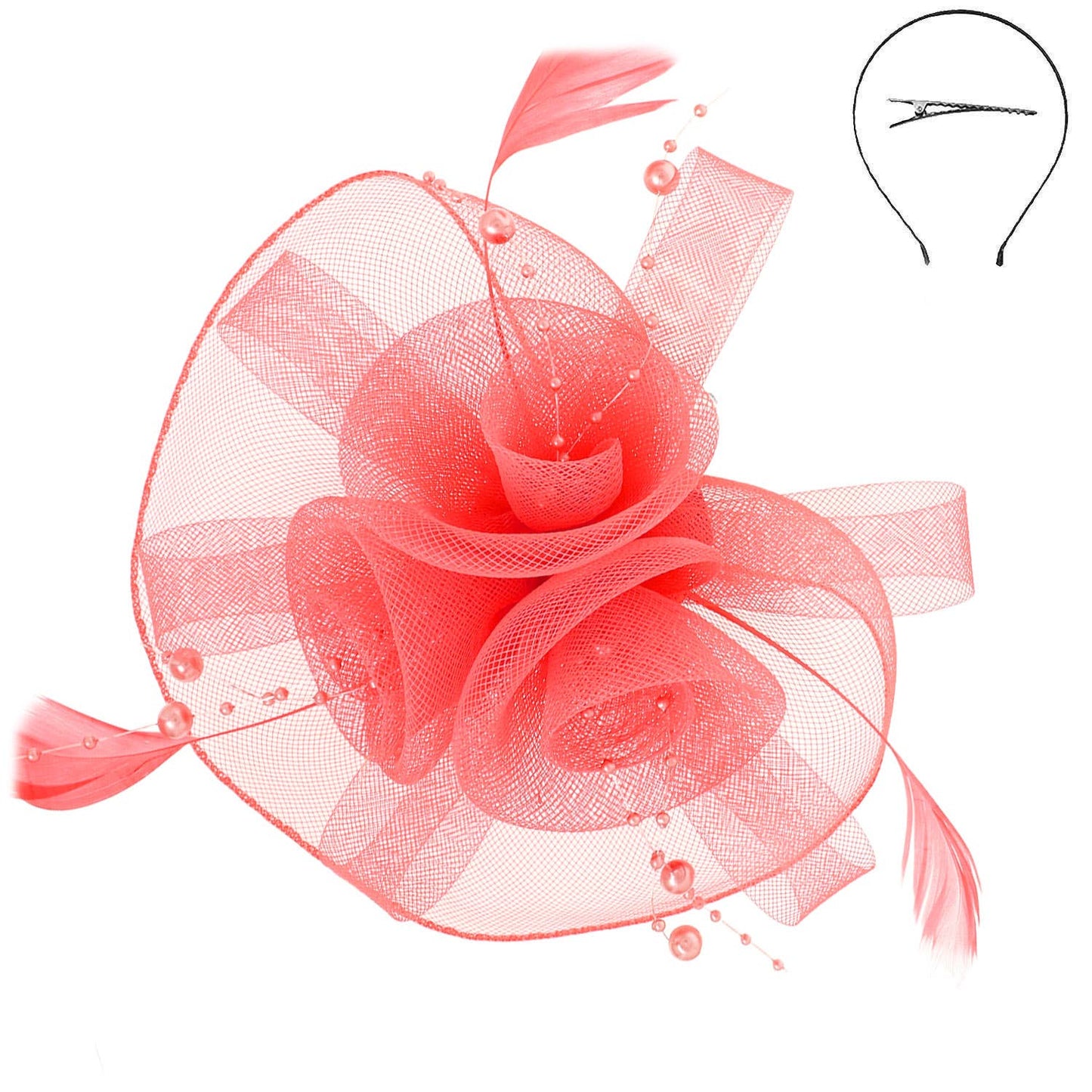 Sophia Fashion Fascinator with Feather Hair Clip