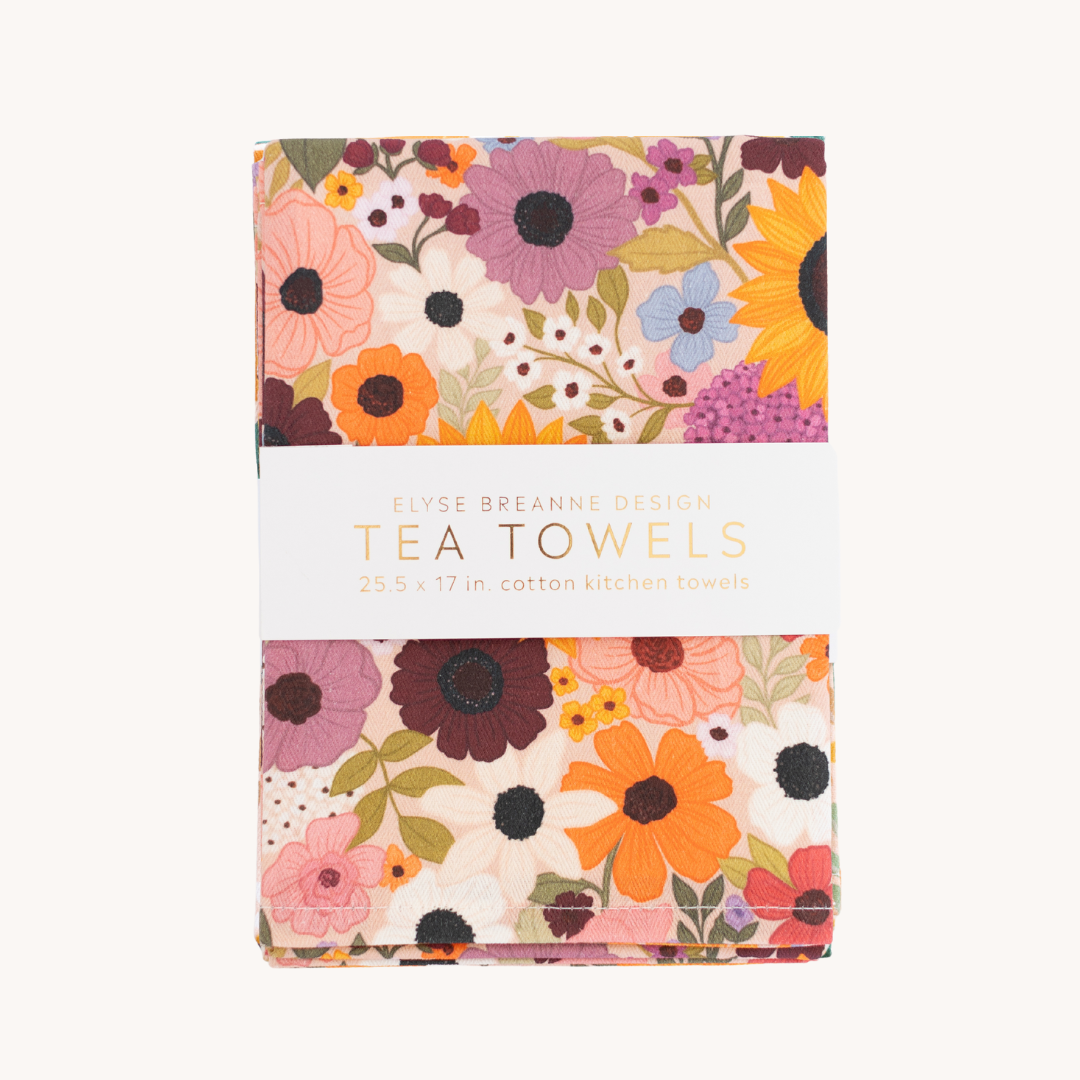 Elyse Pack of 2 Rainbow Garden Tea Towels