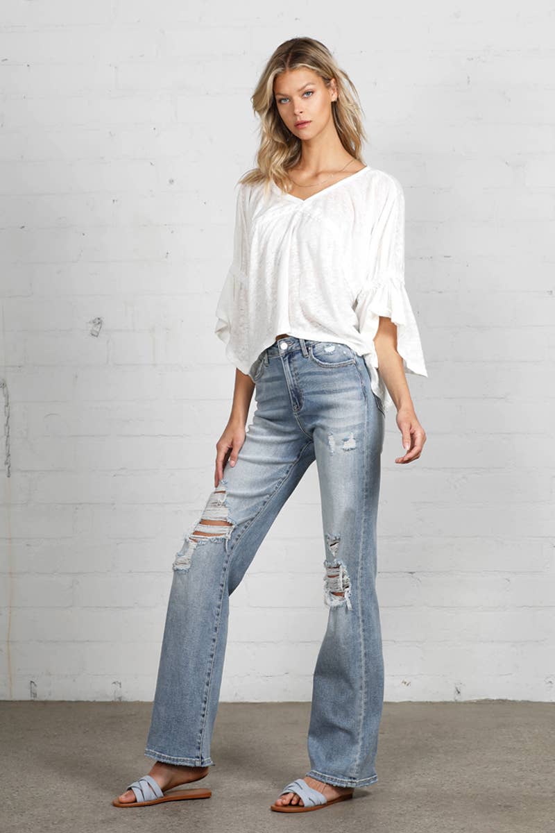 High Rise Ripped Dad Jeans