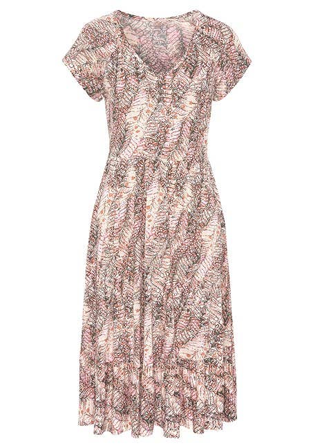 LASCANA Women's V-Neck Flounce Dress