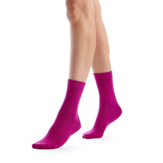 Fuchsia Cashmere Wool Plain Sock
