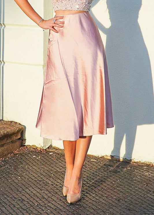 Lace & Beads Sophie Pink Satin Skirt