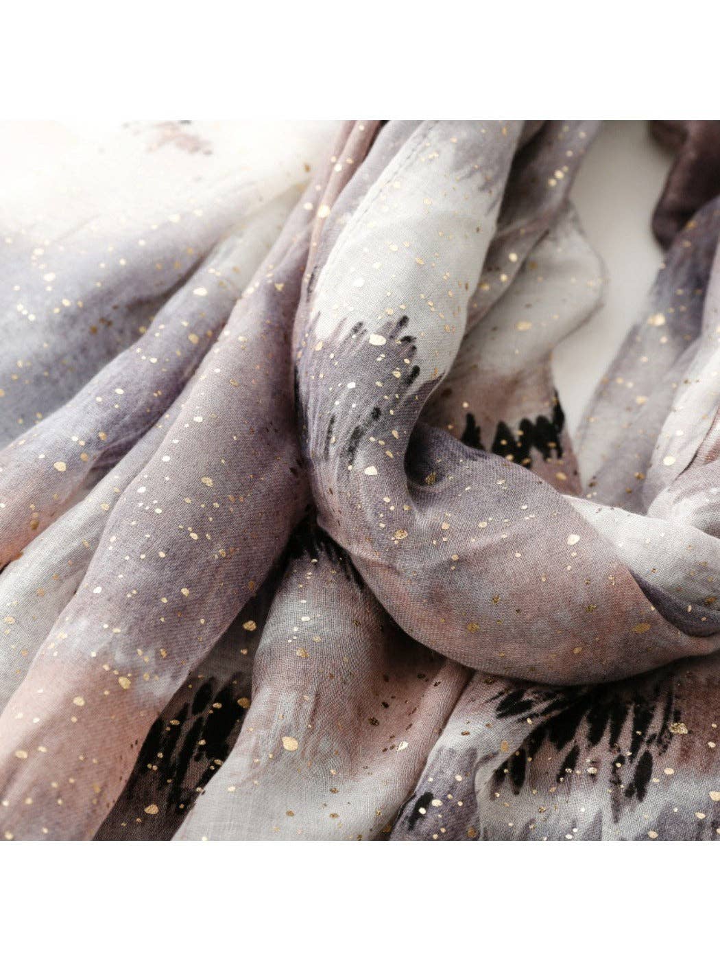 Scarvii - Gold Foil Gradient Scarf with Cloud Print