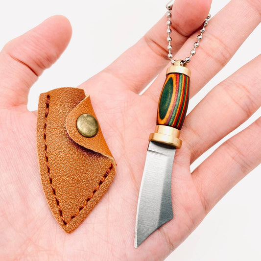 Colored Wood Handle Portable Mini Knife with Protective Cove