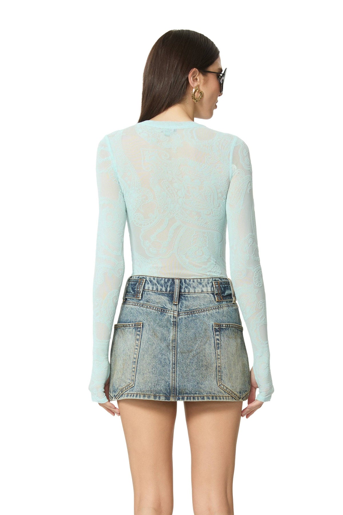 AFRM Kaylee Velvet Top - Bluebell Paisley