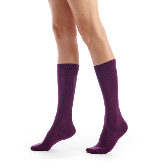 Plain Plum Cashmere Knee Socks