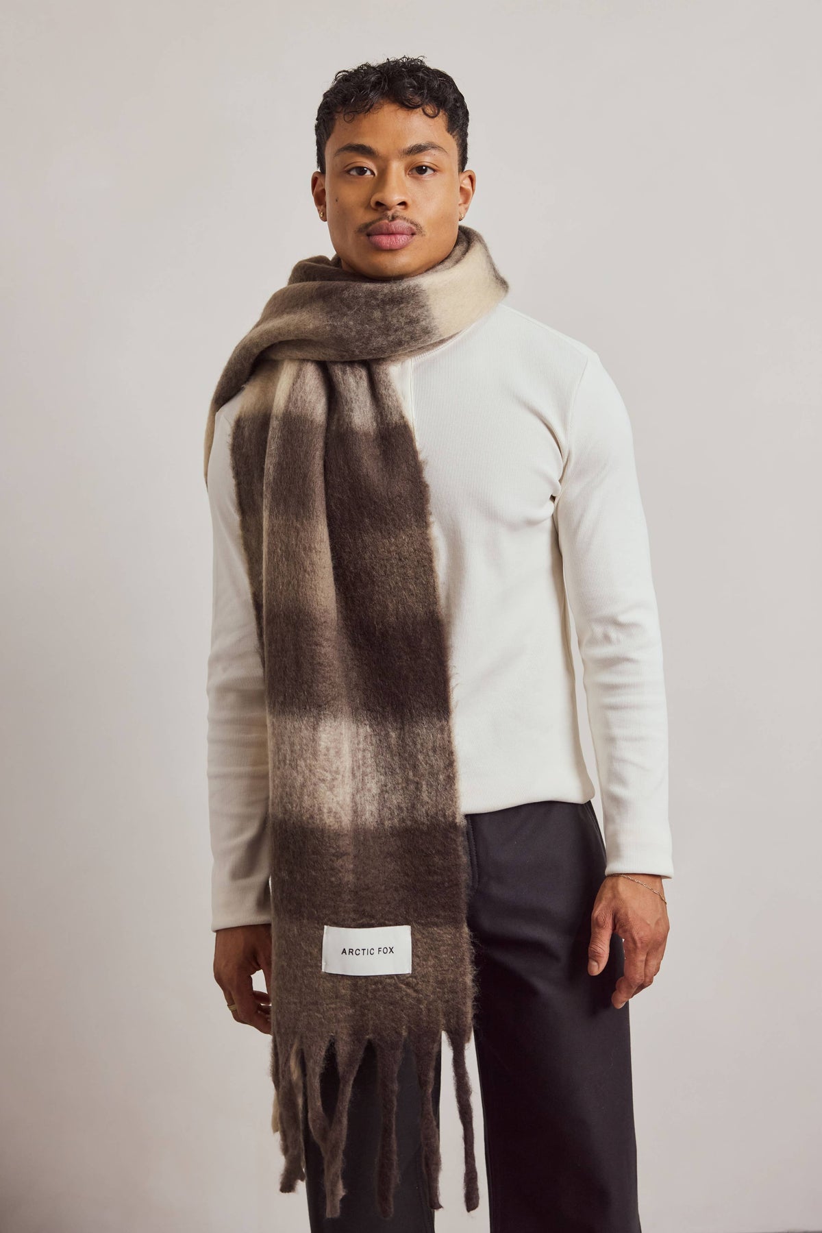 Arctic Fox The Reykjavik Scarf - 100% Recycled - Brown Check -