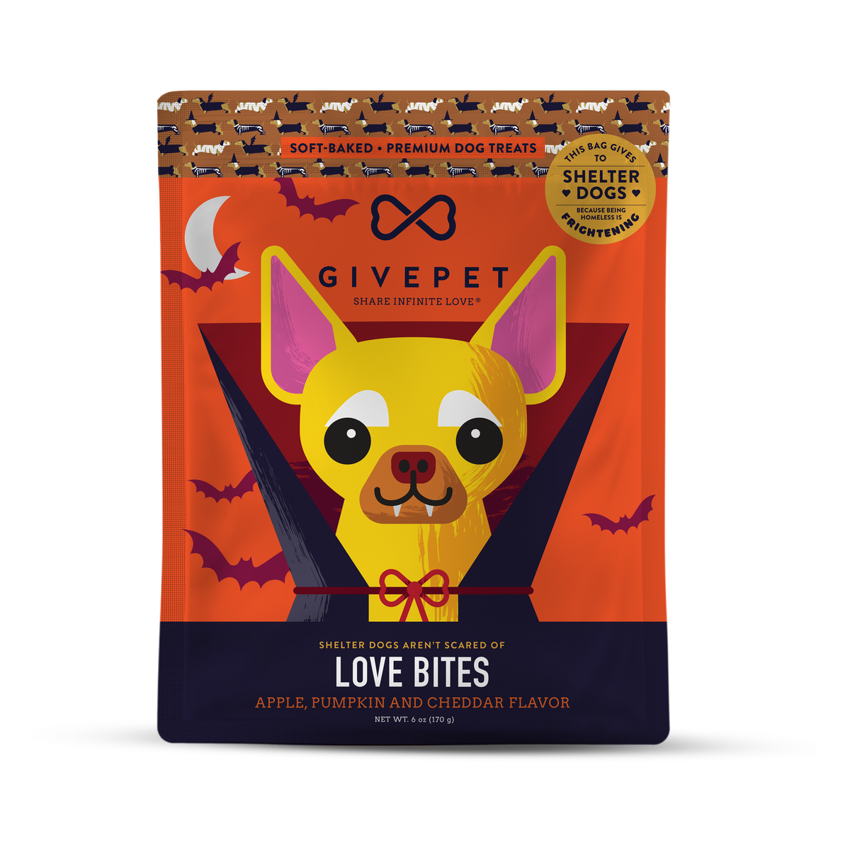 GivePet Love Bites Halloween Dog Treats Pumpkin & Cheddar