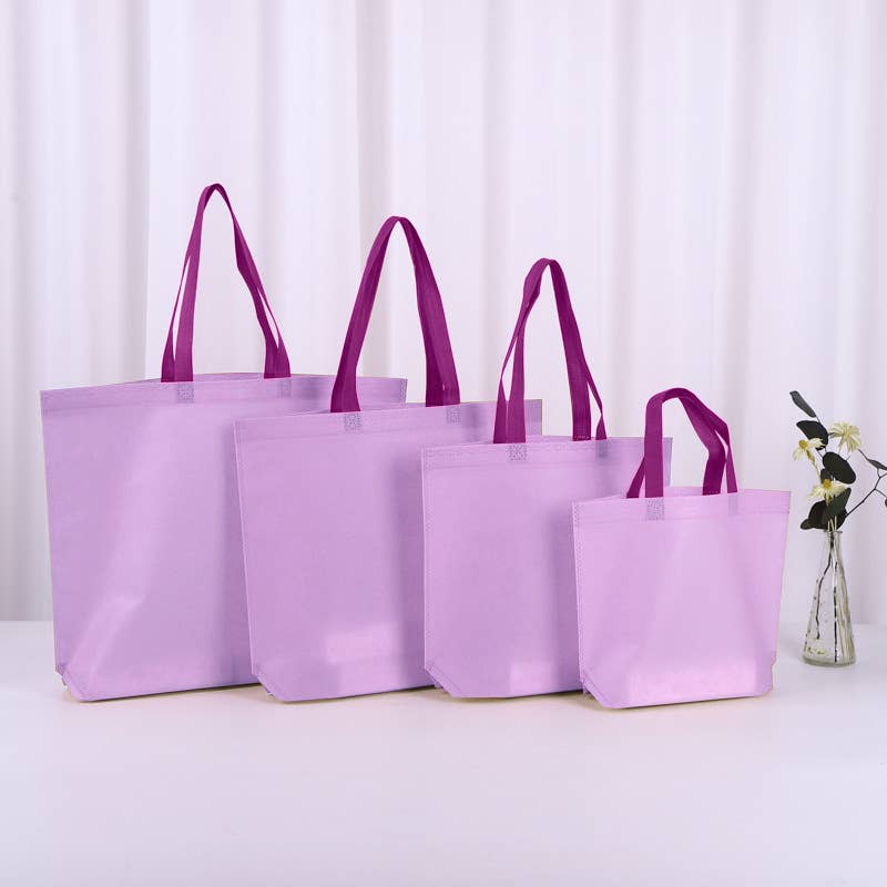 50pcs, 4 Sizes Purple Non-woven Gift Bag w/ Purple Handle