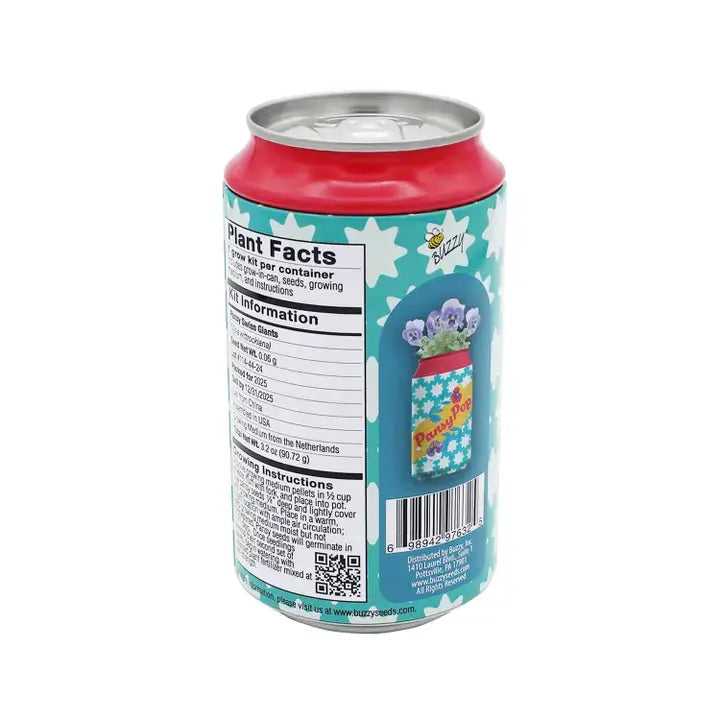Buzzy Seeds Pansy Grow Kit | Soda Can Planter | Indoor Gardening Kit