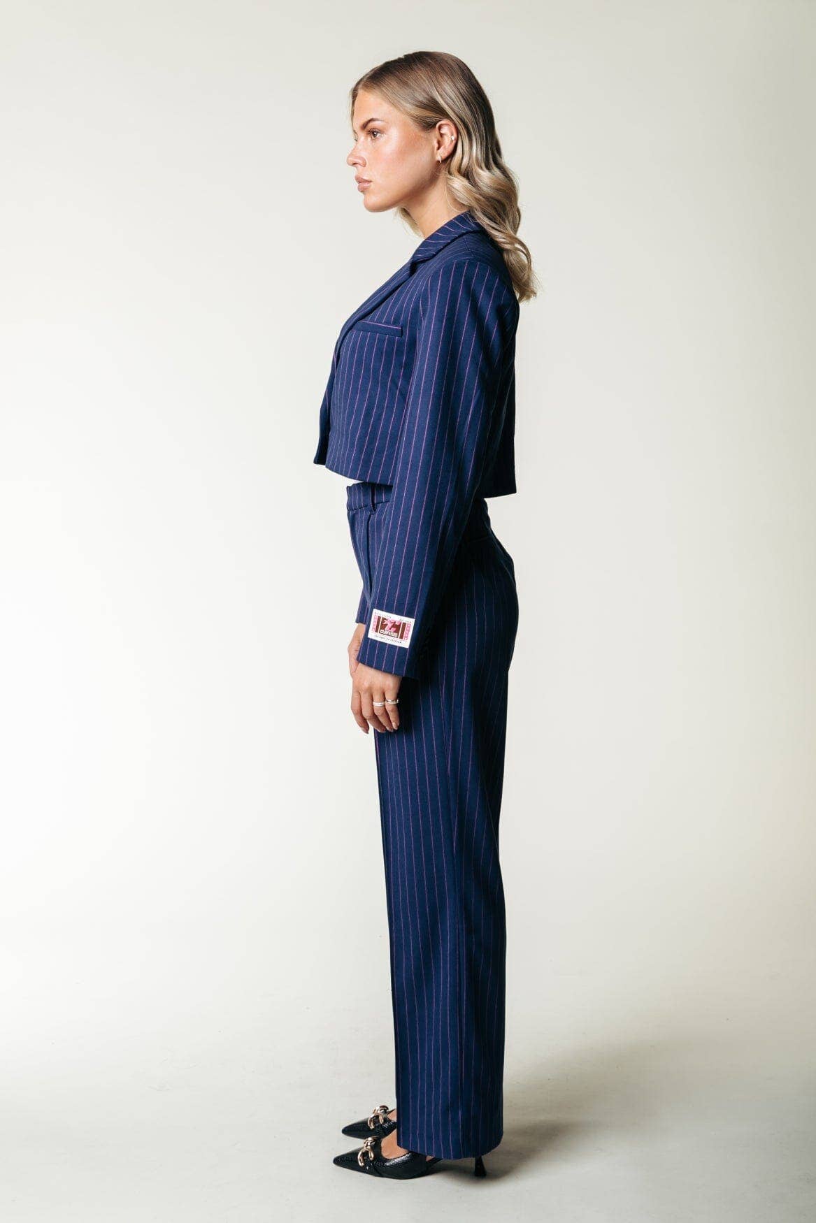 Colourful Rus Pinstripe Straight Pants | Dark blue