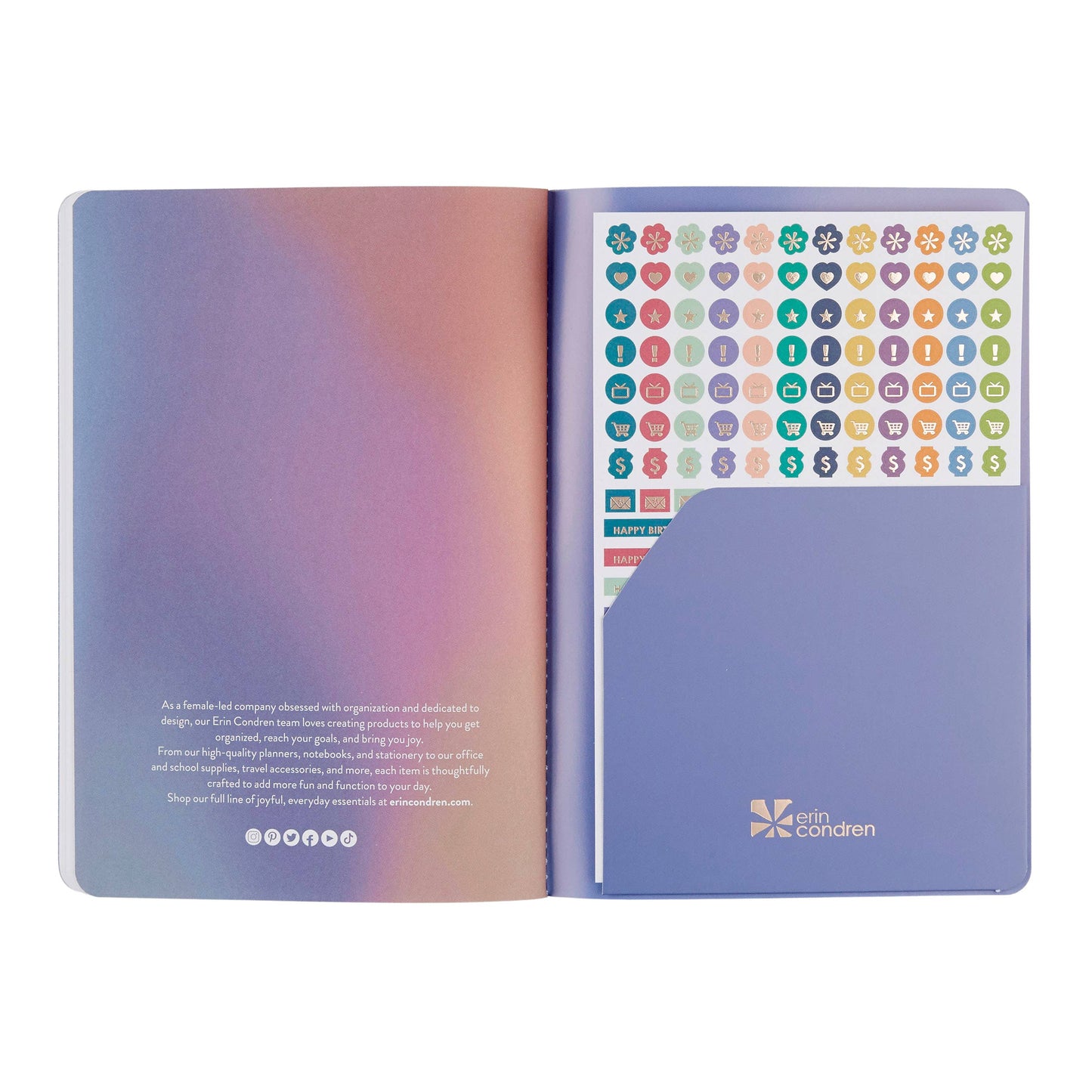 Erin Condren Undated 12M Monthly Petite Planner - Canvas/Asterisk