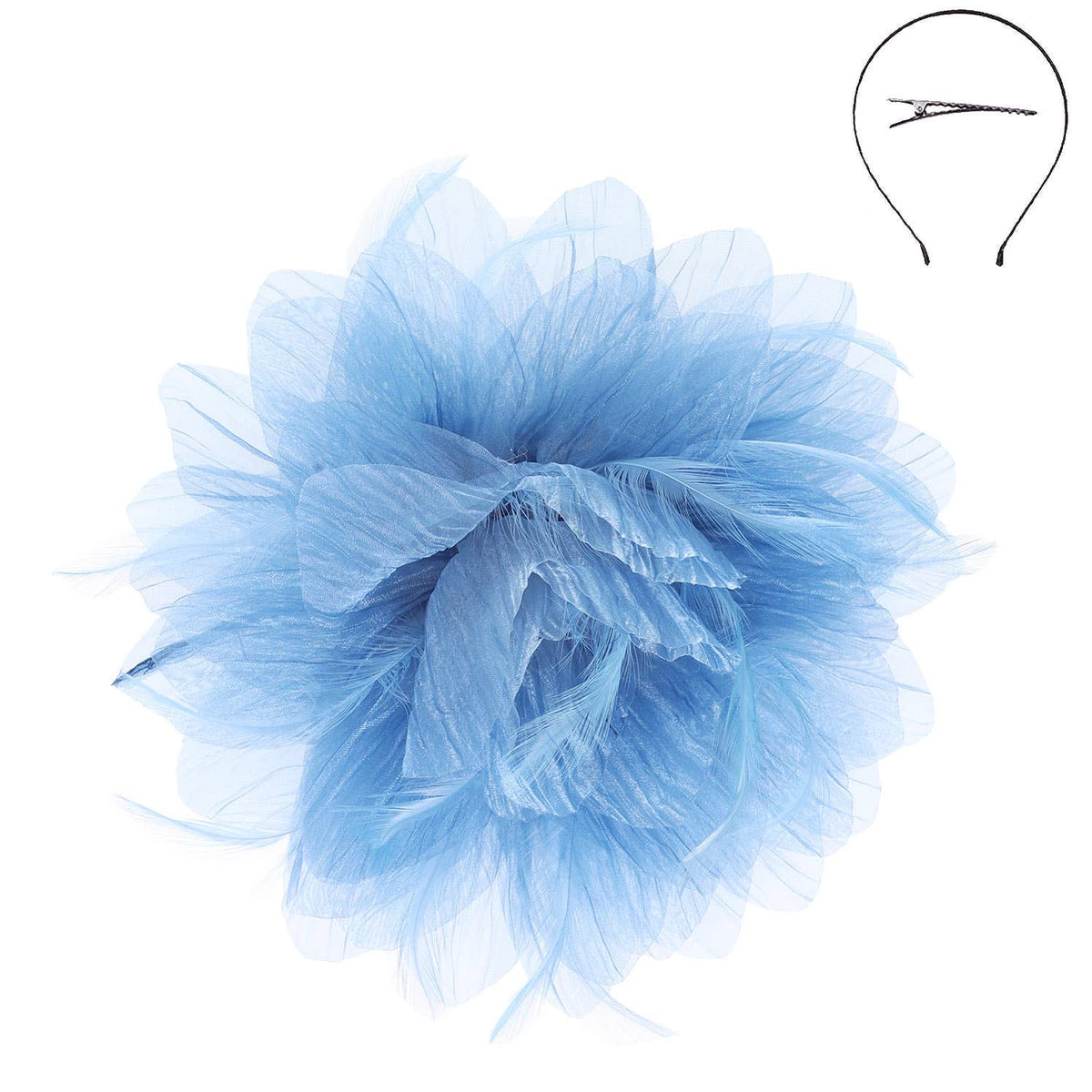 Sophia Feather Flower Fascinator With Headband And Clip