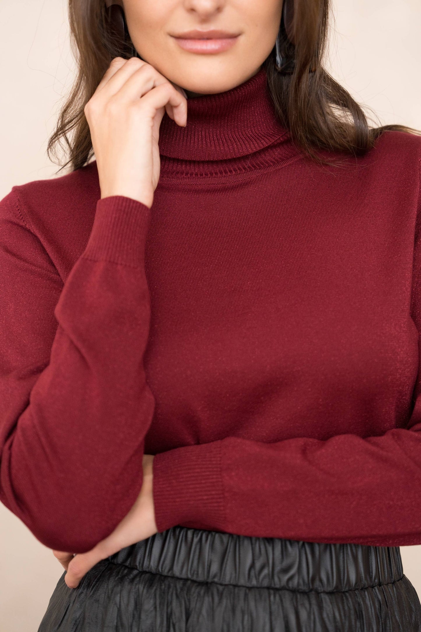 Choklate Turtleneck sweater in tencel and lurex knit