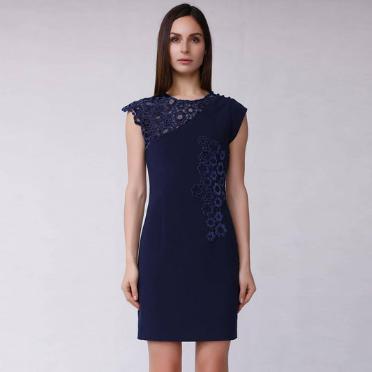 Smart Fitted dress with velvet lace chiffon
