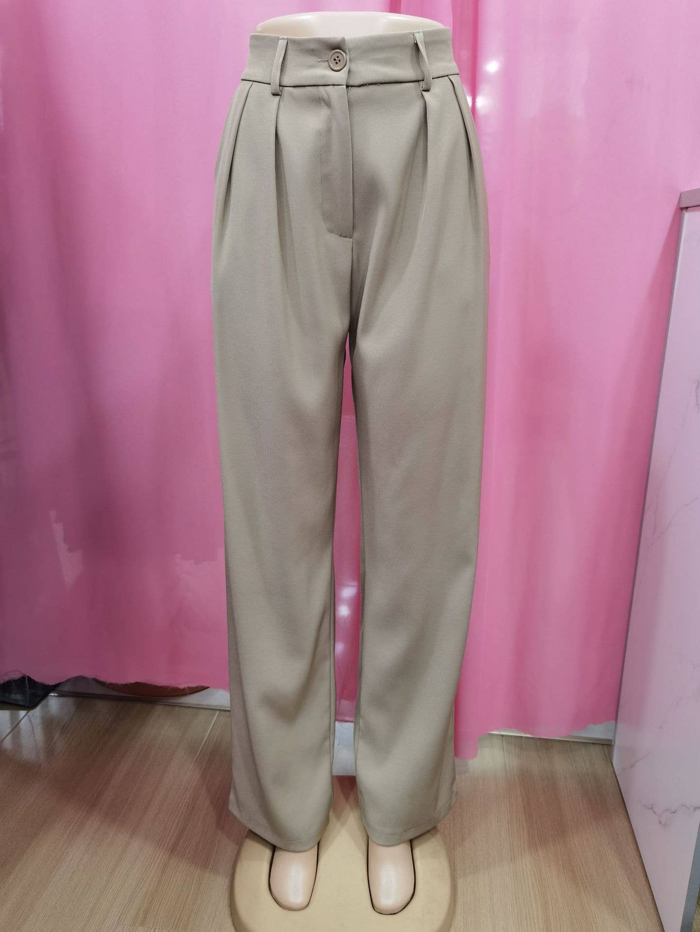 Doublju Elegant solid color dangling wide-leg suit pants