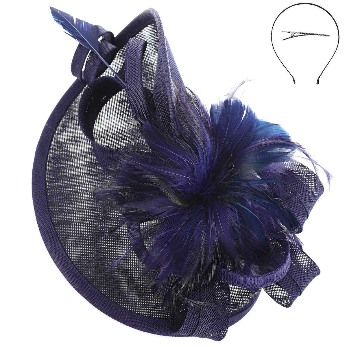 Sophia Fabric Mesh Feather Loop Fascinator