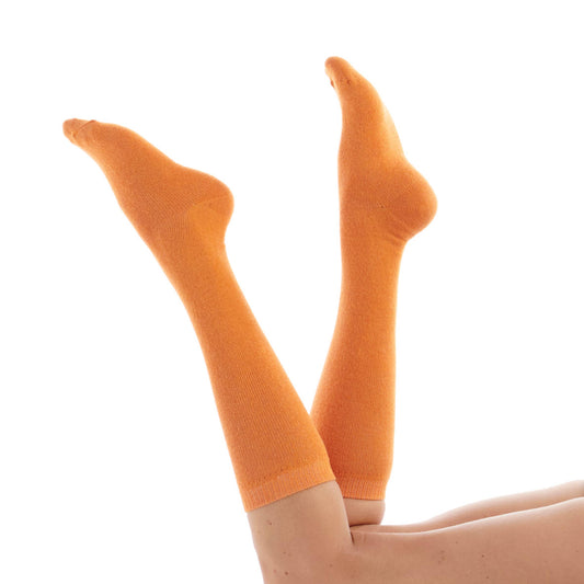 Orange Cashmere Plain Knee Socks