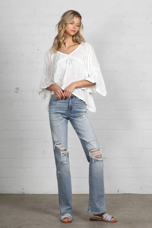 High Rise Ripped Dad Jeans
