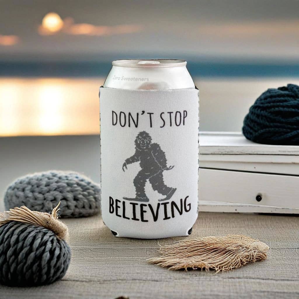 Moonlight Don't Stop Believing - Funny Koozies - Bigfoot, Sasquatch