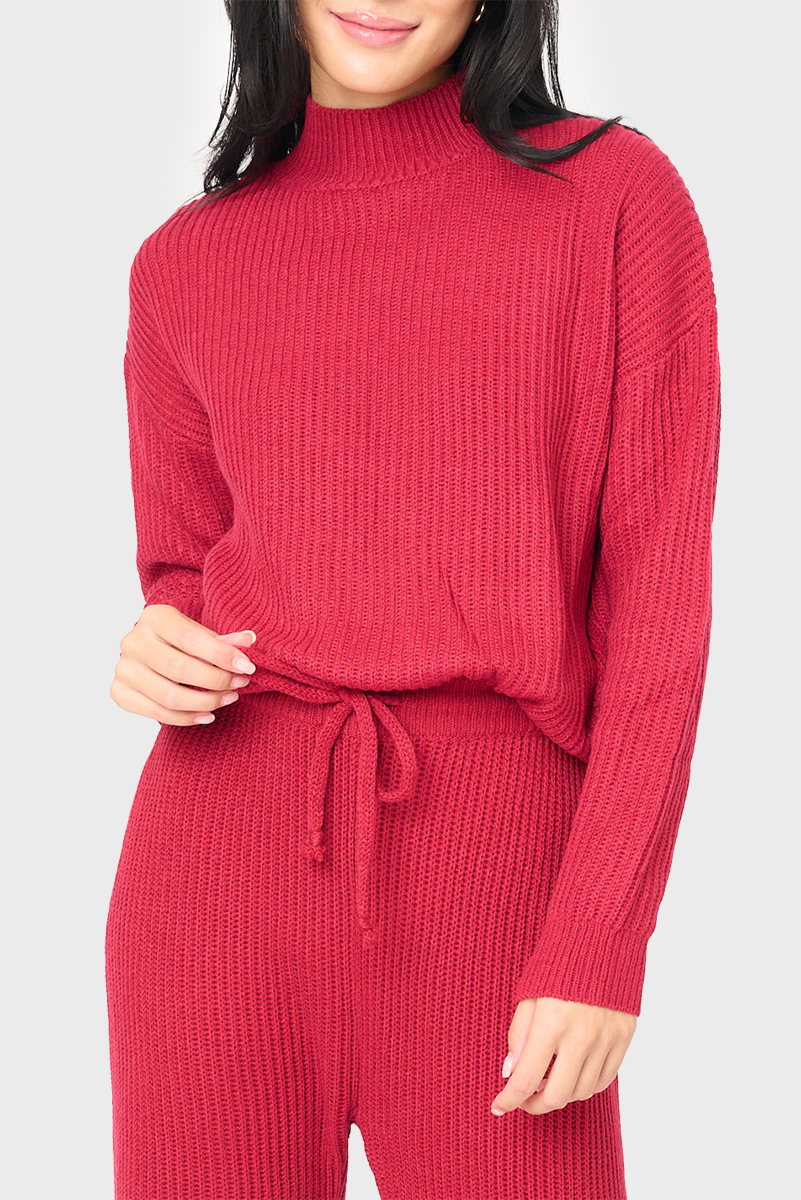 GIGI Funnel Neck Long Sleeve Cozy Ribbed Sweater