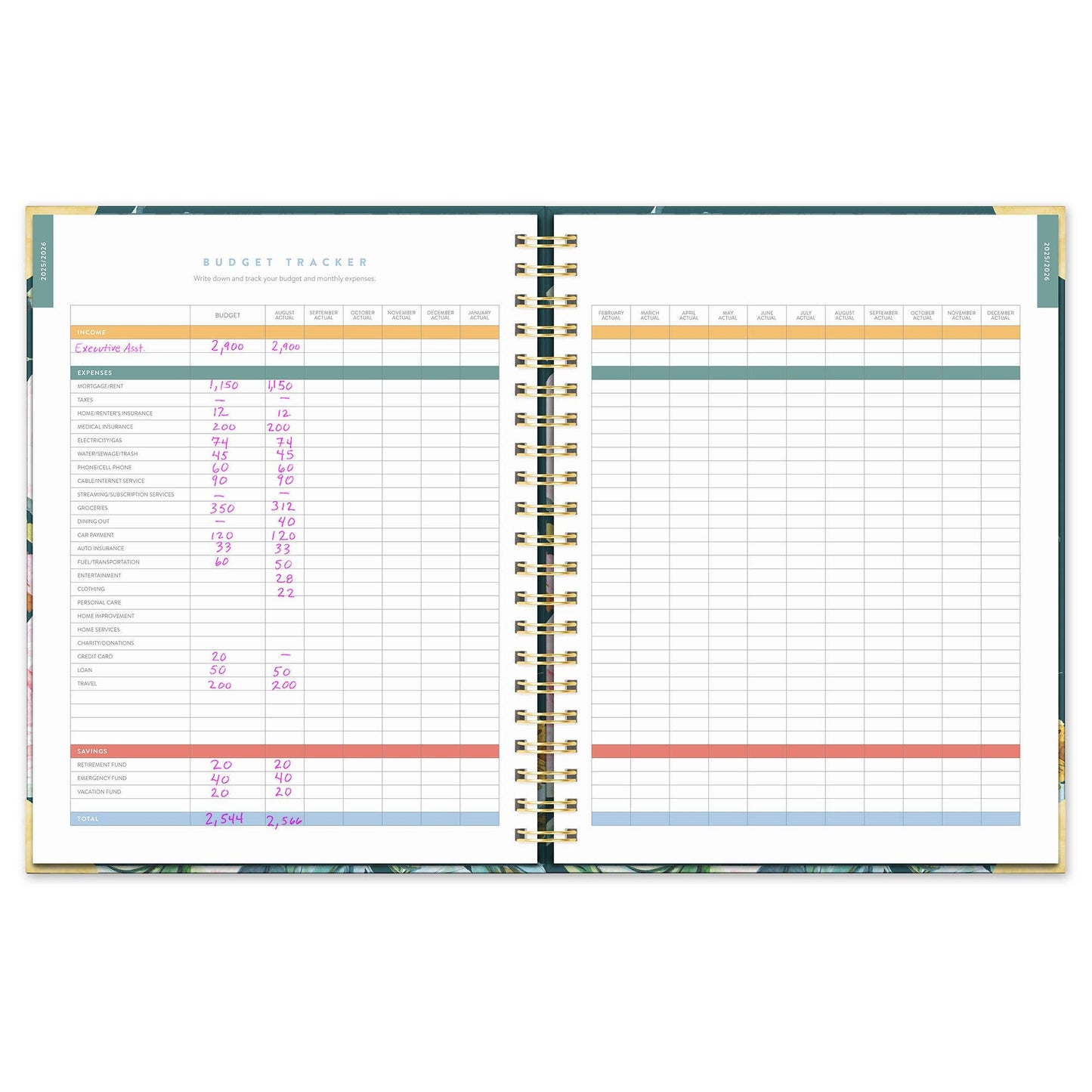 Studio Oh 2026 Bella Flora Extra-Large Spiral Planner