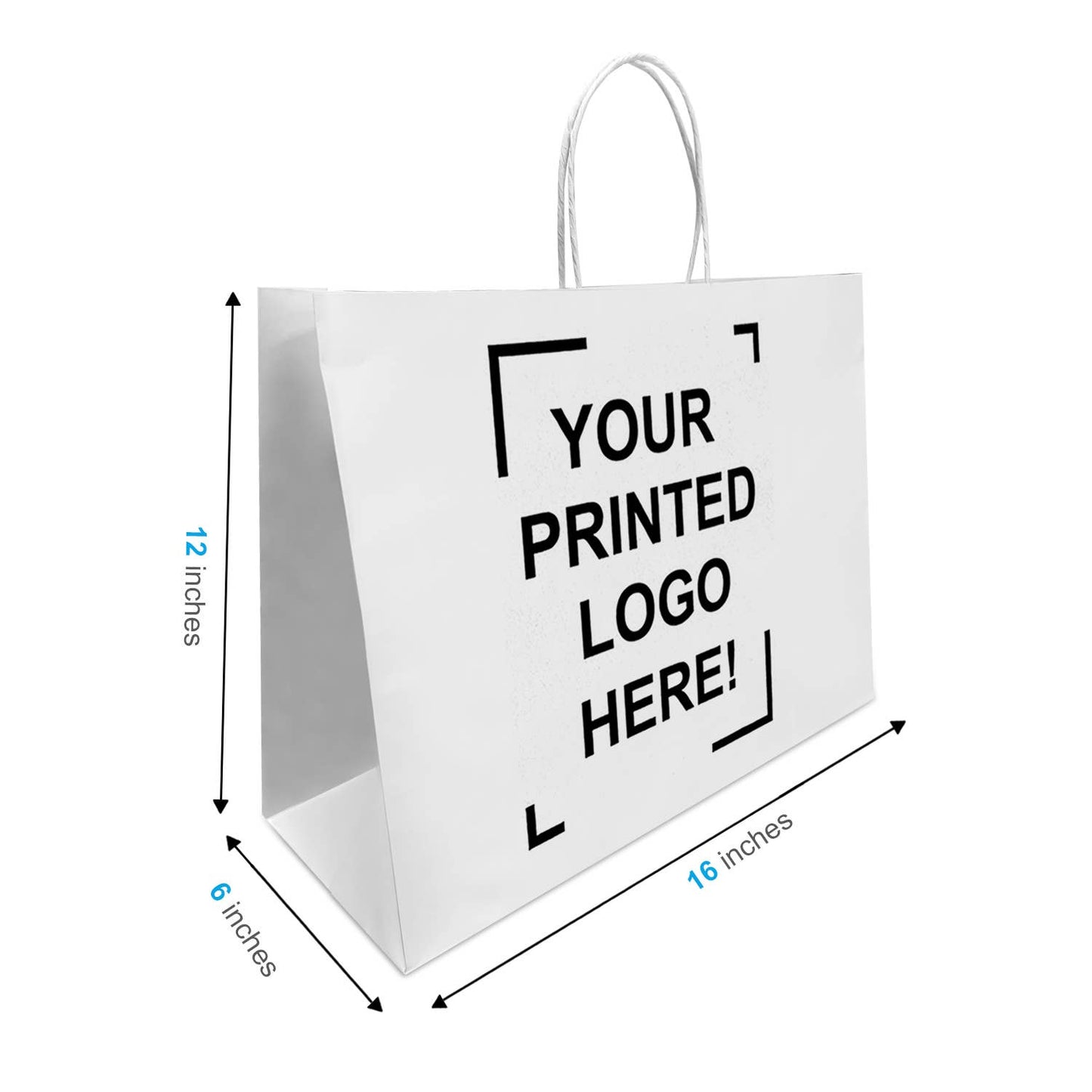 Custom Print Vogue 16x6x12 inches White Paper Bags