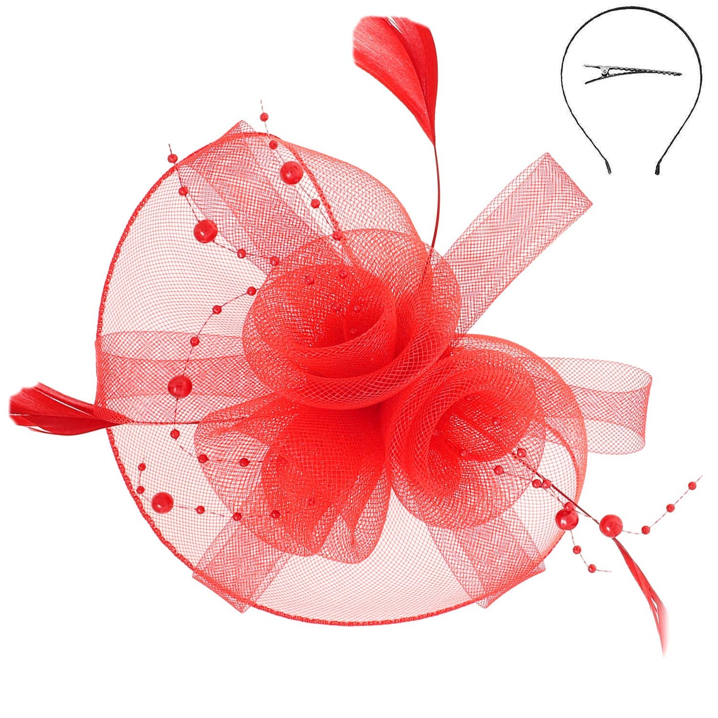 Sophia Fashion Fascinator with Feather Hair Clip