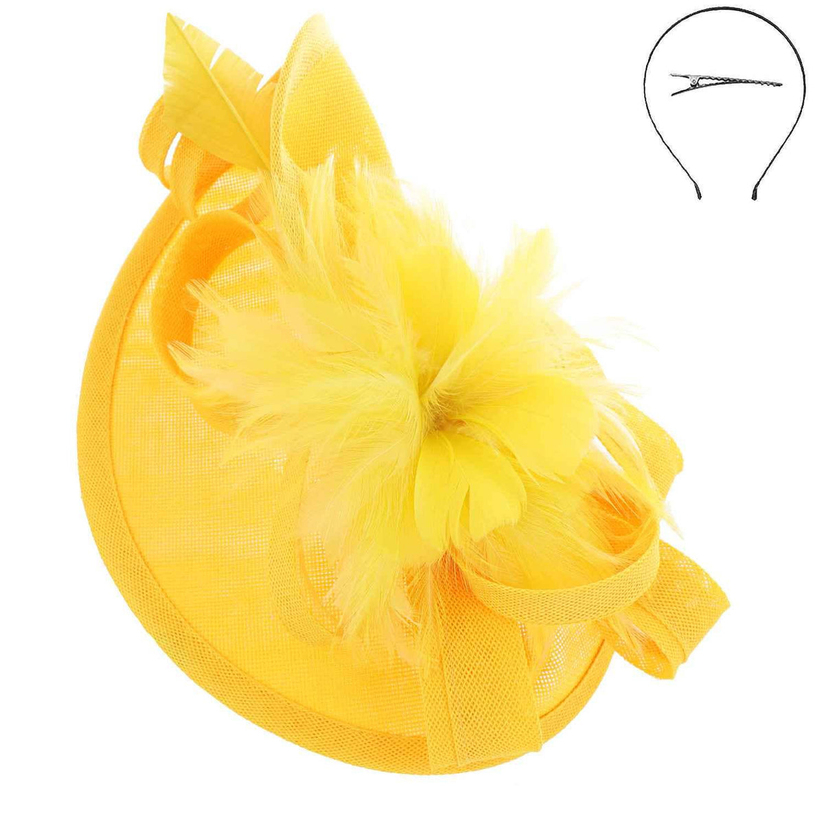 Sophia Fabric Mesh Feather Loop Fascinator