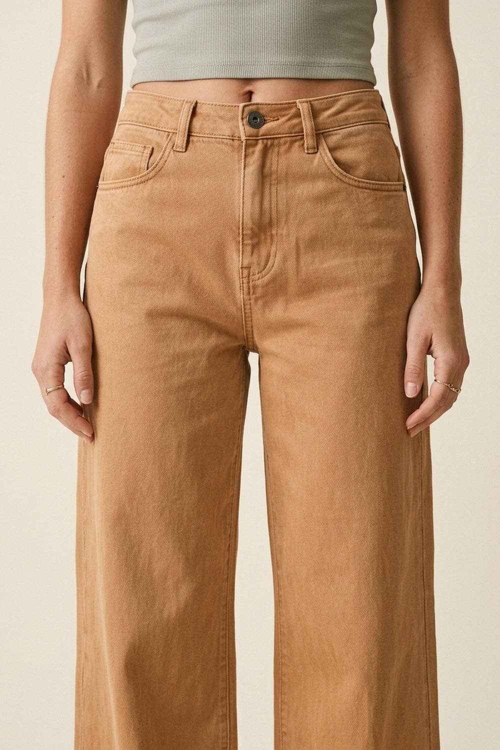 Q2 Orange Wide-Leg Pants with lightweight Twill