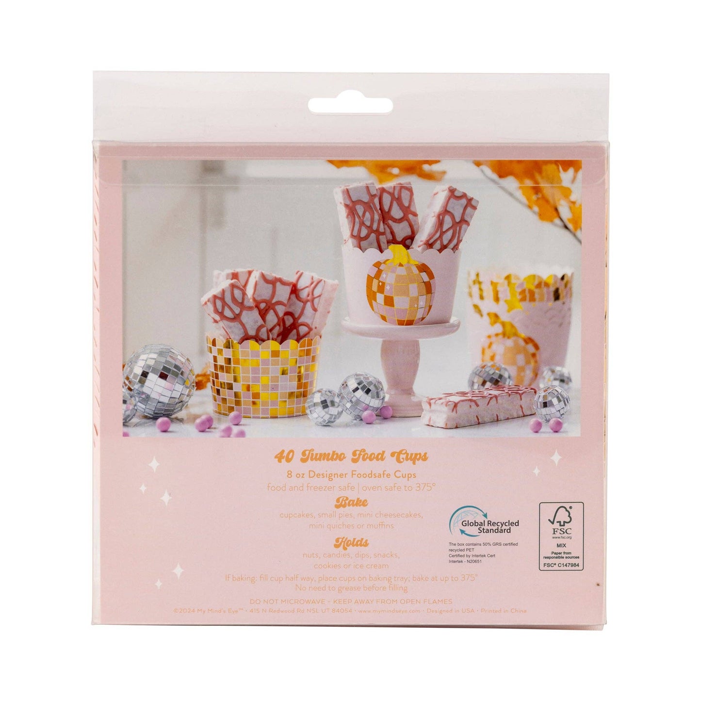 Minds Eye - JUMBO Foil Pumpkin Disco 8 oz Baking Cups (40 ct - 8oz)