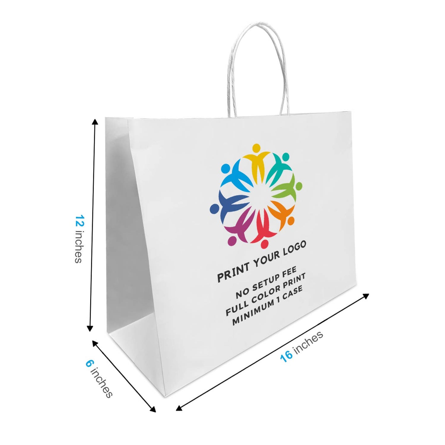 Custom Print Vogue 16x6x12 inches White Paper Bags