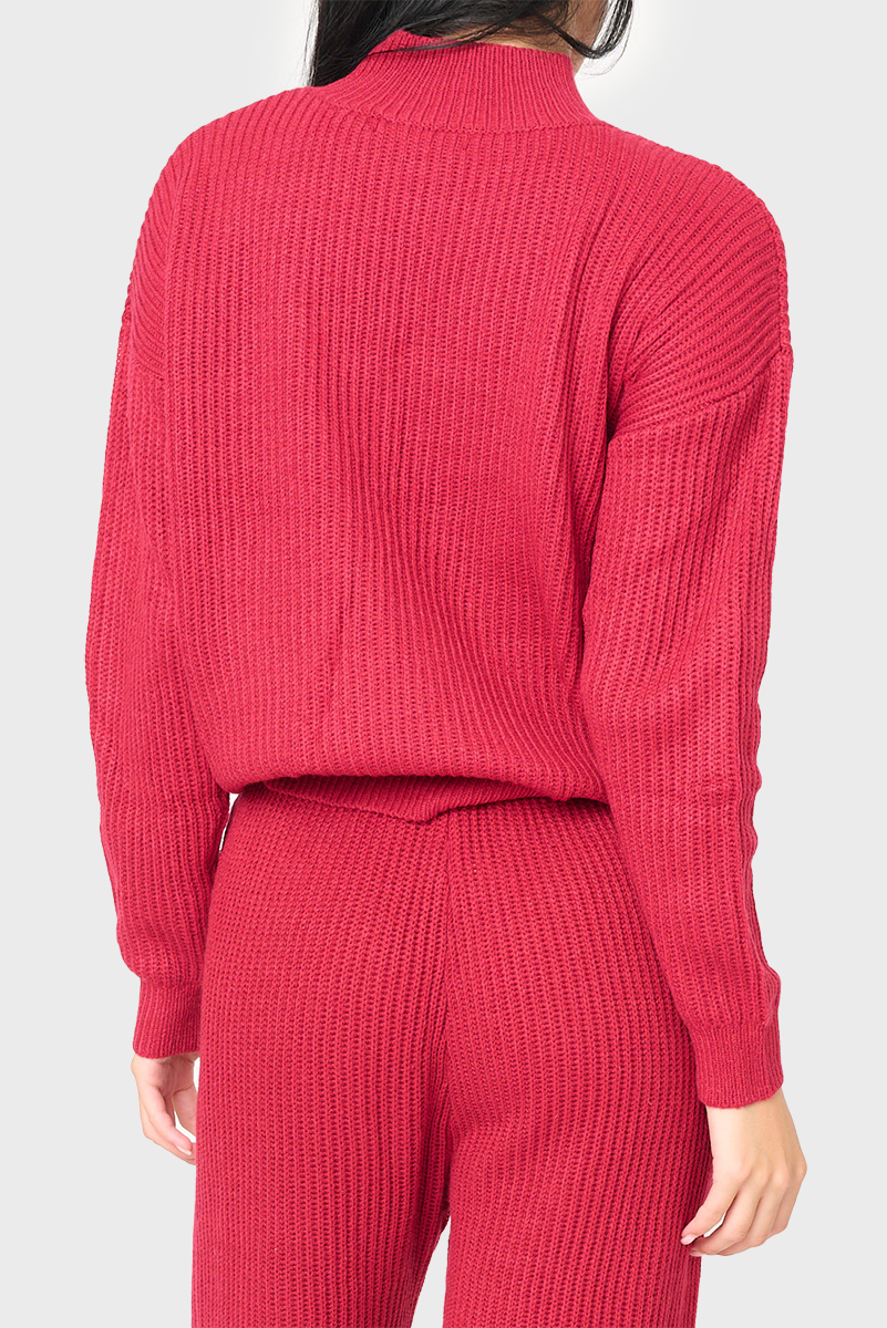 Gibson GIGI Funnel Neck Long Sleeve Cozy Ribbed Sweater