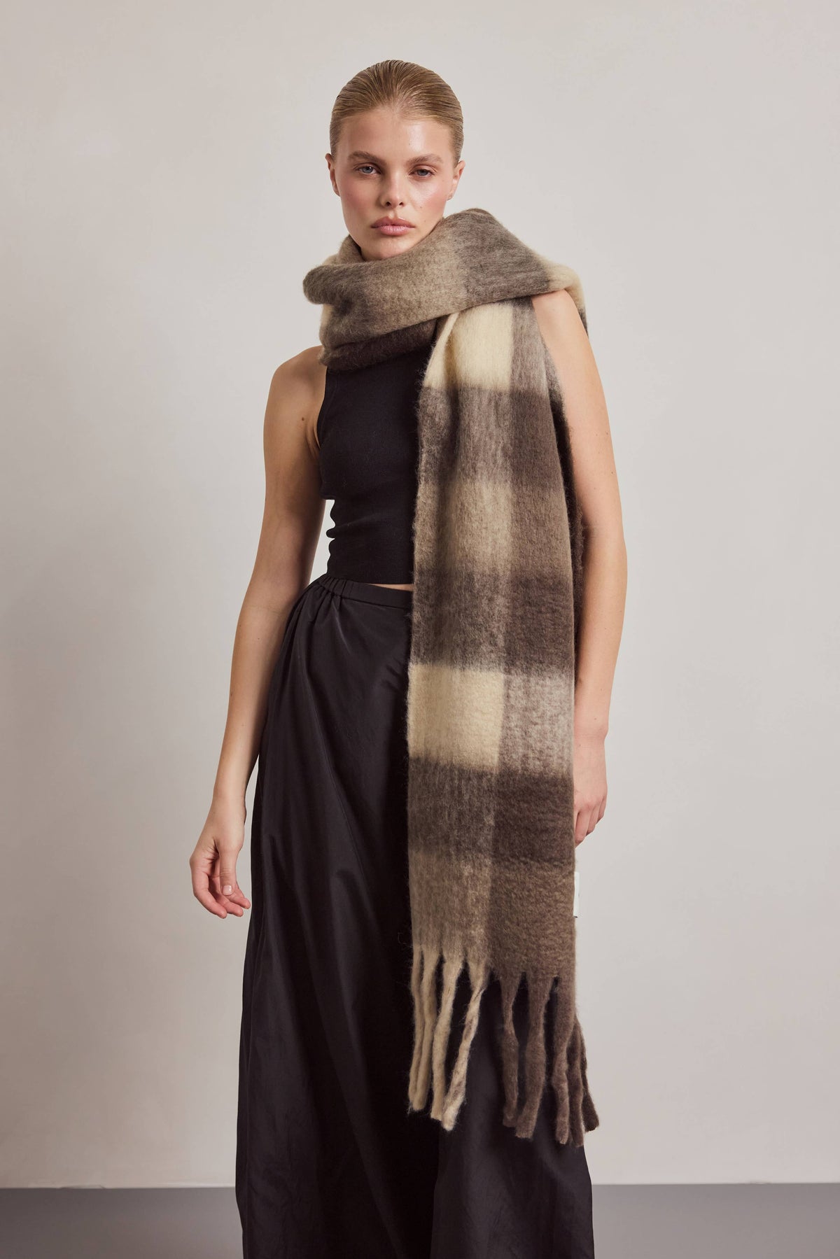 Arctic Fox The Reykjavik Scarf - 100% Recycled - Brown Check -